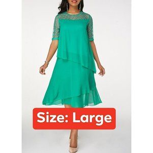 Layered Round Neck Chiffon Dress Size Large